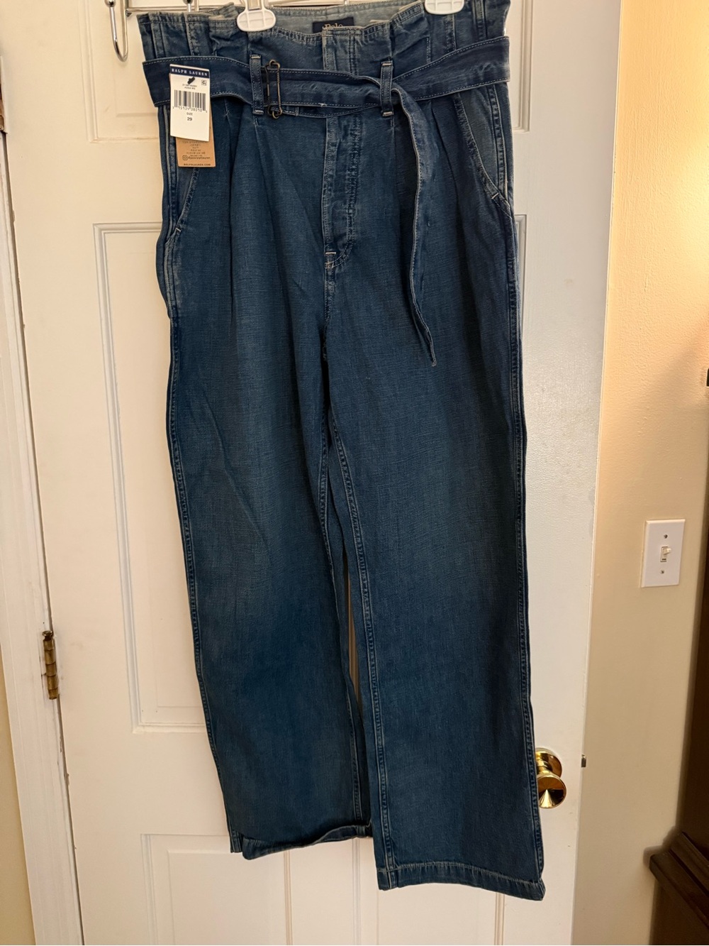 Polo by Ralph Lauren Blue Paperbag-Waist Relaxed Jeans